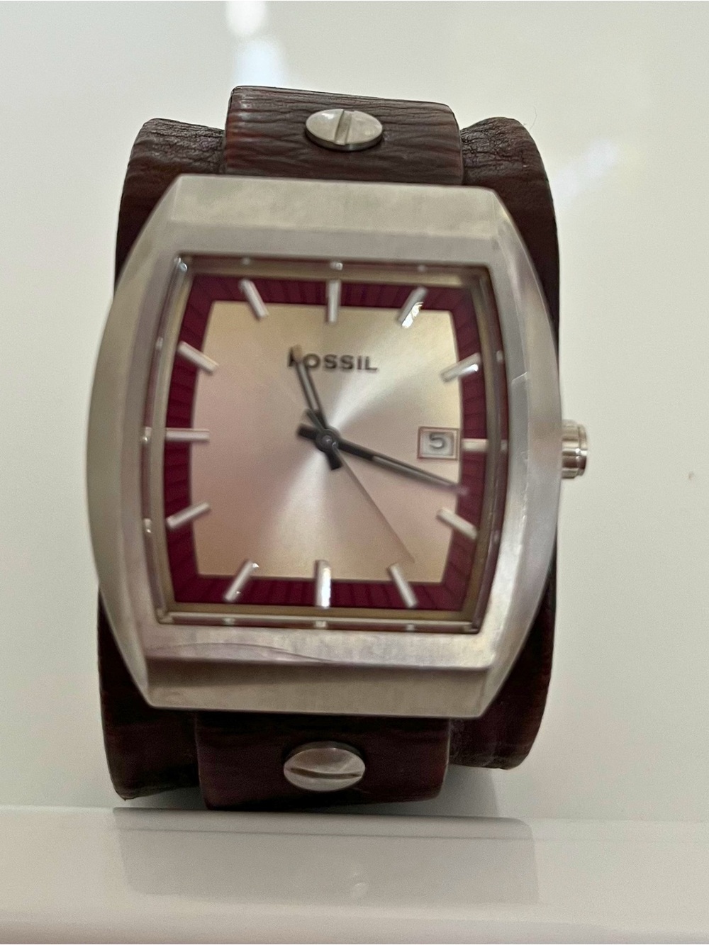 Fossil JR-8128 Date Leather Cuff Watch